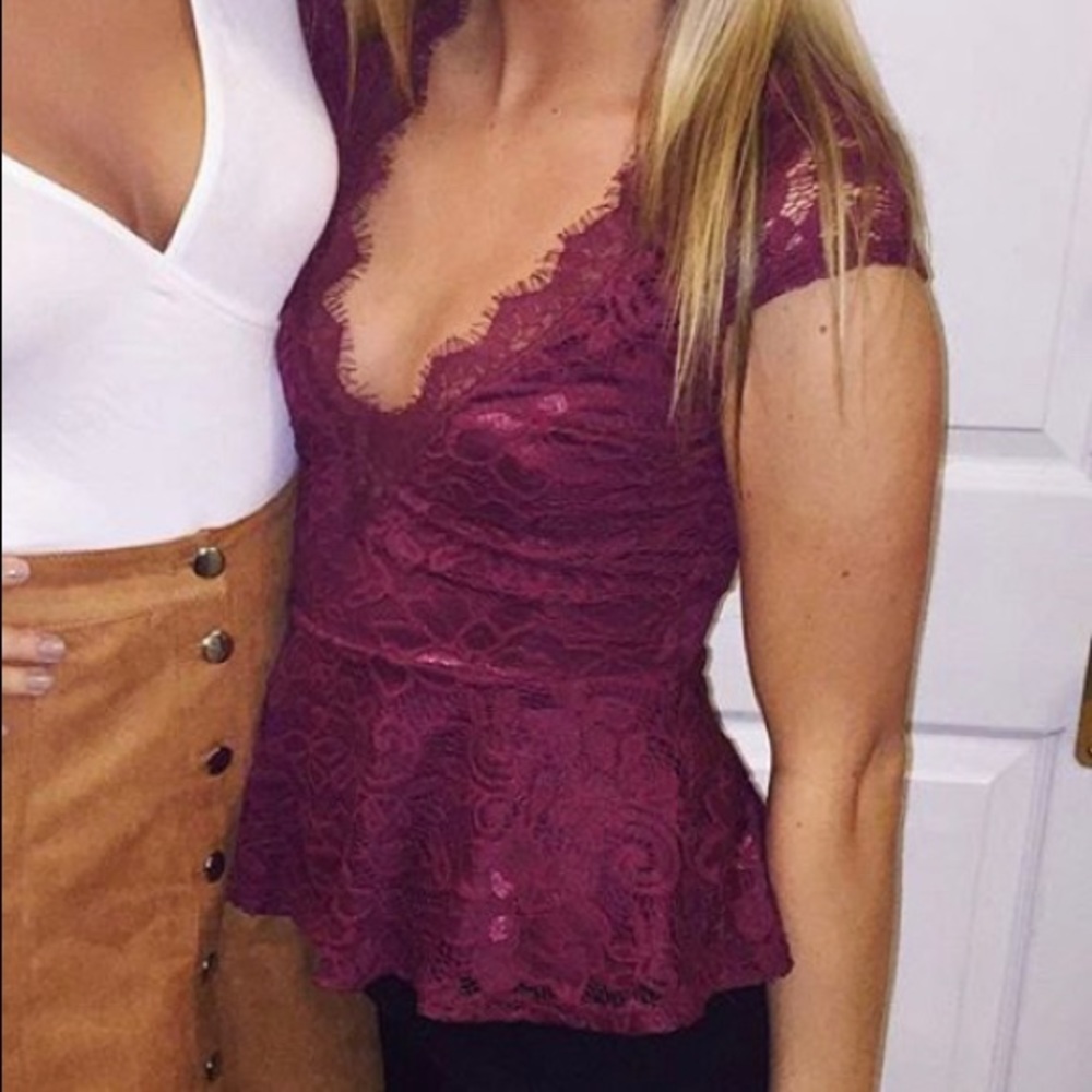 Maroon Lace Top